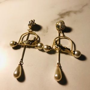 Gold Bird Chandelier Earring